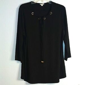 Cato Black Blouse with Gold Accents